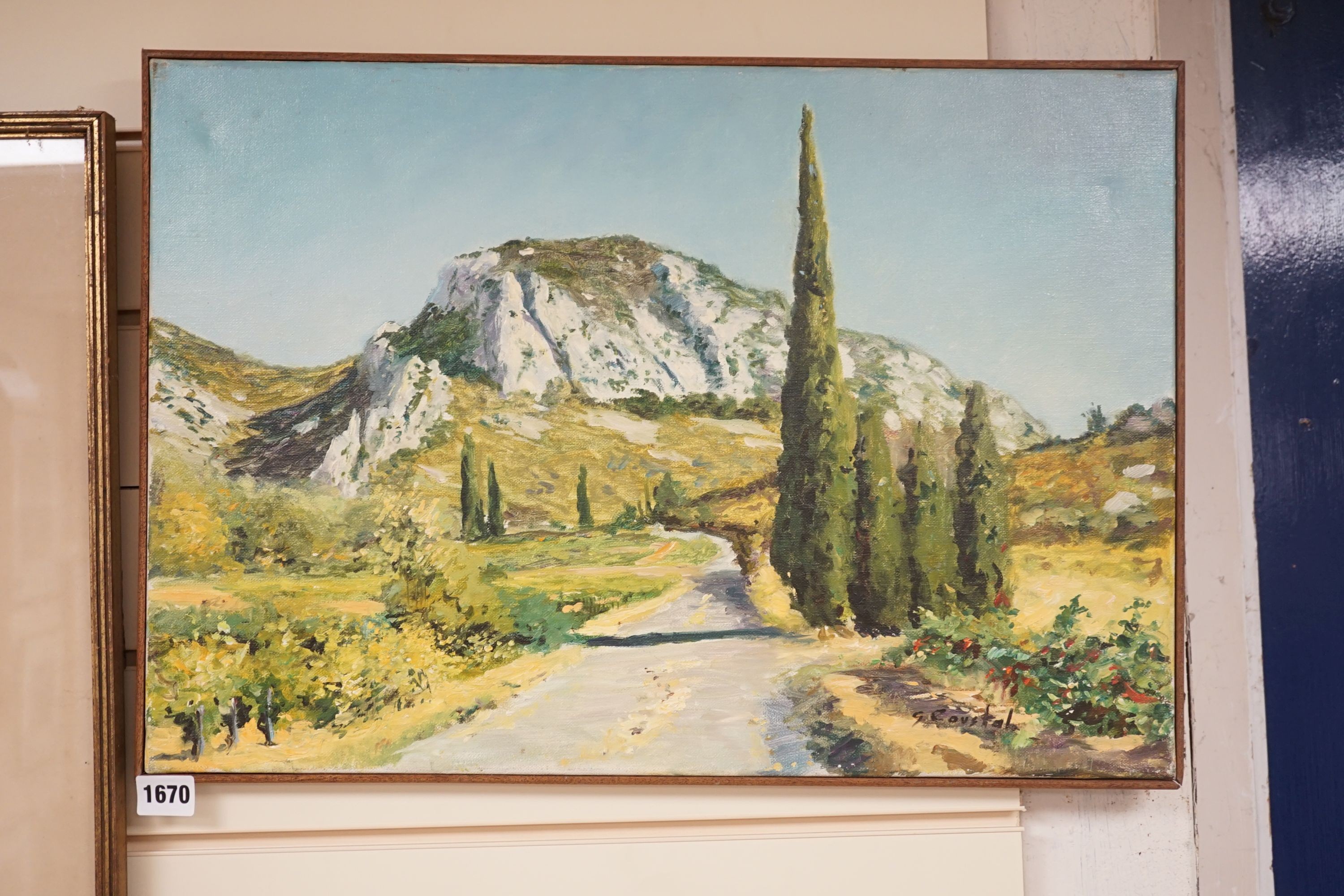 Gerard Coustal (1952 - 2015), oil on canvas, 'Les Cyprés', signed, 38 x 55cm